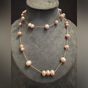 14k rose gold water fresh pearl necklace